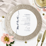 Cartão De Menu De Casamento Redondo De Script De r<br><div class="desc">Um simples cartão de casamento de caligrafia. Eu ofereço um serviço de personalização gratuito,  se você tiver perguntas ou solicitações especiais,  por favor,  sinta-se à vontade para me contactar.</div>