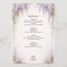 Cartão de Menu de Casamento Regency Wisteria