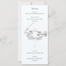 Cartão de Menu de Casamento Romântico com Design M
