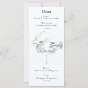 Cartão de Menu de Casamento Romântico com Design M