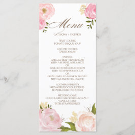 Cartão de Menu de Casamento Romântico das Flores d