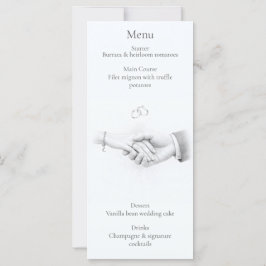 Cartão de Menu de Casamento Romântico Minimalista