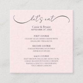 Cartão de Menu de Casamento Rosa Bege Elegante