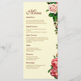 Cartão de Menu de Casamento Rosa Elegante