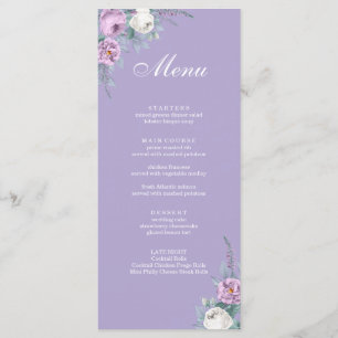 Cartão de Menu de Casamento Roxo da Lavanda Modern