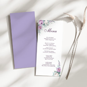 Cartão de Menu de Casamento Roxo Lavanda