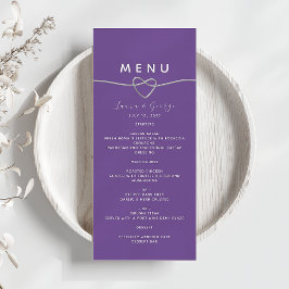 Cartão de Menu de Casamento Roxo Moderno