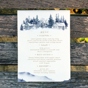 Cartão de Menu de Casamento Rustic Blue Mountain