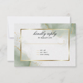 Cartão de Menu de Casamento Sage Dourado Muted Mar