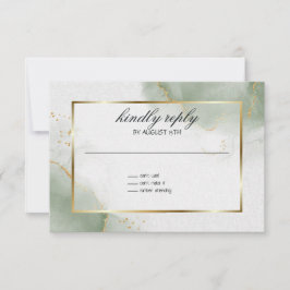 Cartão de Menu de Casamento Sage Gold Marmorizado