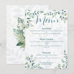 Cartão de Menu de Casamento Sage Verde Eucalipto M