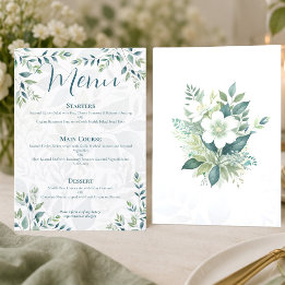 Cartão de Menu de Casamento Sage Verde Eucalipto M