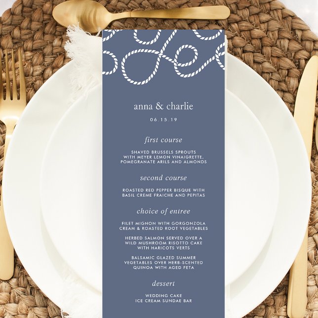 Cartão de Menu de Casamento Sensível | Chata (Criador carregado)