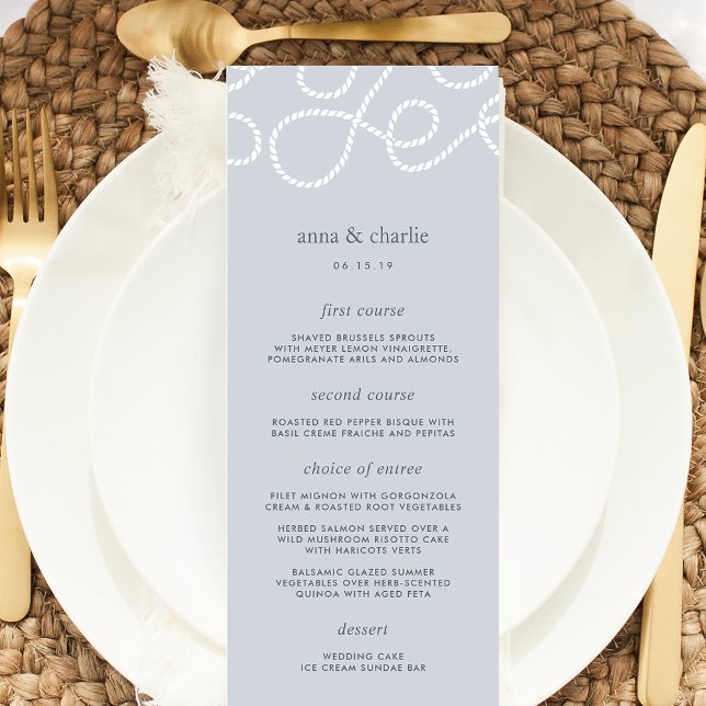 Cartão de Menu de Casamento Sensível | Nevoeiro (Criador carregado)