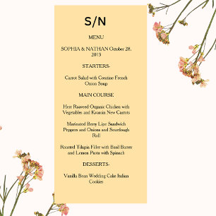 Cartão de Menu de Casamento Simple Chic Minimali