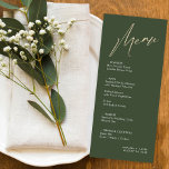 Cartão de Menu de Casamento Simples e Moderno Verd<br><div class="desc">Este Verde Simples e Moderno e Dourado é para o casal minimalista que ama um pouco de cor. Cores alteráveis para ajustado qualquer paleta.</div>