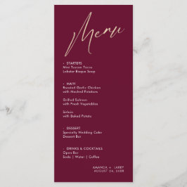Cartão de Menu de Casamento Simples e Moderno Vinh