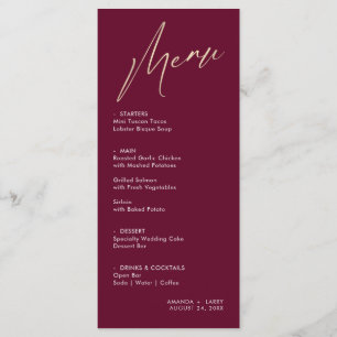 Cartão de Menu de Casamento Simples e Moderno Vinh