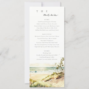 Cartão de Menu de Casamento Sun Seascape Sun Praia