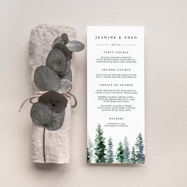 Cartão de Menu de Casamento Timber Grove (Criador carregado)