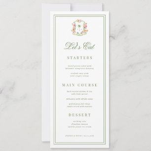 Cartão de Menu de Casamento Tropical com Monograma