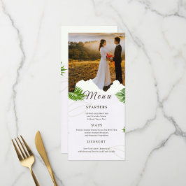 Cartão de Menu de Casamento Tropical Romântico