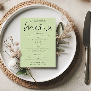 Cartão de Menu de Casamento Verde Creme de Limão d