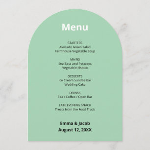Cartão de Menu de Casamento Verde da Modern Mint