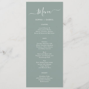 Cartão de Menu de Casamento Verde da Sage com Tipo