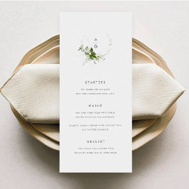 Cartão de Menu de Casamento Verde Moderno