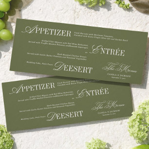 Cartão de Menu de Casamento Verde Oliva Dinheiro A