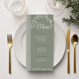 Cartão de Menu de Casamento Verde Safira Elegante