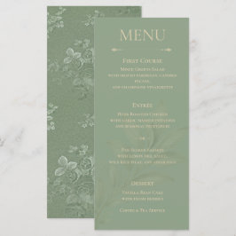 Cartão de Menu de Casamento Verde Sage Minimalista