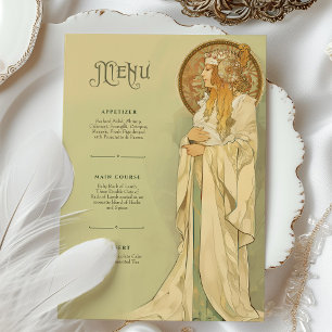 Cartão de Menu de Casamento Vintage Art Nouveau