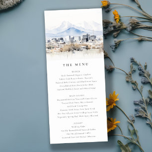 Cartão de Menu de Casamento Watercolor de Salt Lak