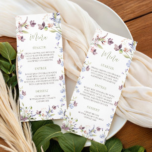 Cartão de Menu de Chá de Bebê Wildflower 4x9