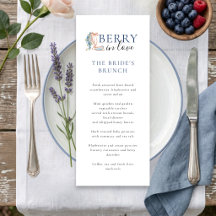 Cartão de Menu de Chá de Noiva Blueberry Berry in 