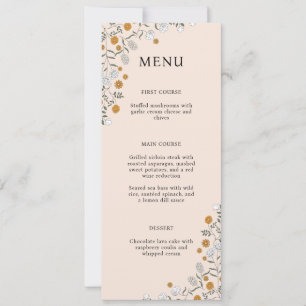 Cartão de Menu de Chá de Noiva em Tons Terrosos Fl