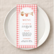 Cartão de Menu de Chás Bebê A Maçã dos Nossos Olho