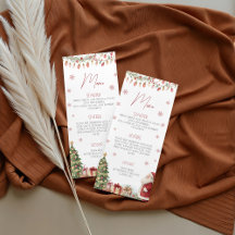 Cartão de Menu de Chás de Bebê de Natal