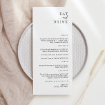 Cartão de Menu de Comida e Bebida Elegante Moderno<br><div class="desc">Comer & Beber Menu de Casamento, Festa ou Aniversário Moderno e Elegante. Um design elegante em preto e branco ou qualquer cor de fundo que você escolher. Basta clicar no link personalizar ainda mais, mostrado abaixo da área de personalização de texto à direita, e escolher a cor de fundo personalizada....</div>