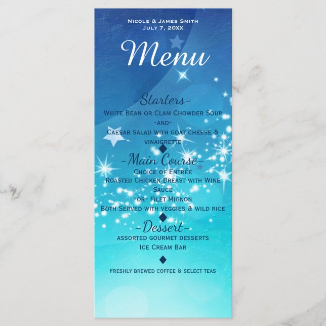 Cartão de Menu de Convite da Lua Brilhante do Céu  (Frente)