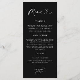 Cartão de Menu de Coração Mínimo Recepção Jantar F