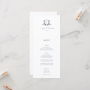 Cartão de Menu de Crista de Casamento com Vinhas A