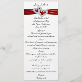 Cartão de Menu de Faixa Vermelha de Corações Perso