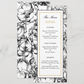 Cartão de Menu de Festa de Casamento Elegante Pret