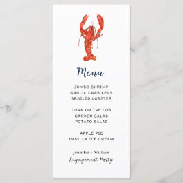 Cartão de Menu de Festa de Mariscos com Lagosta