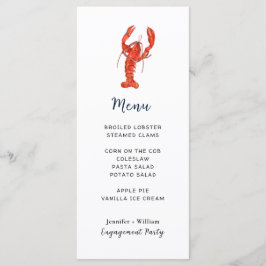 Cartão de Menu de Festa de Mariscos com Lagosta