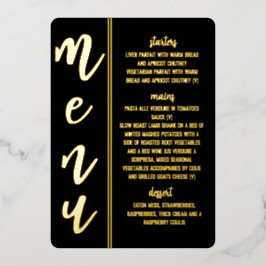 cartão de menu de folha de casamento real