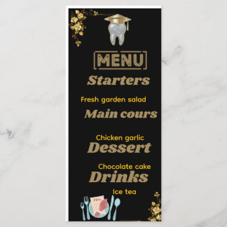 Cartão de Menu de Formatura de Higienista Dental |
